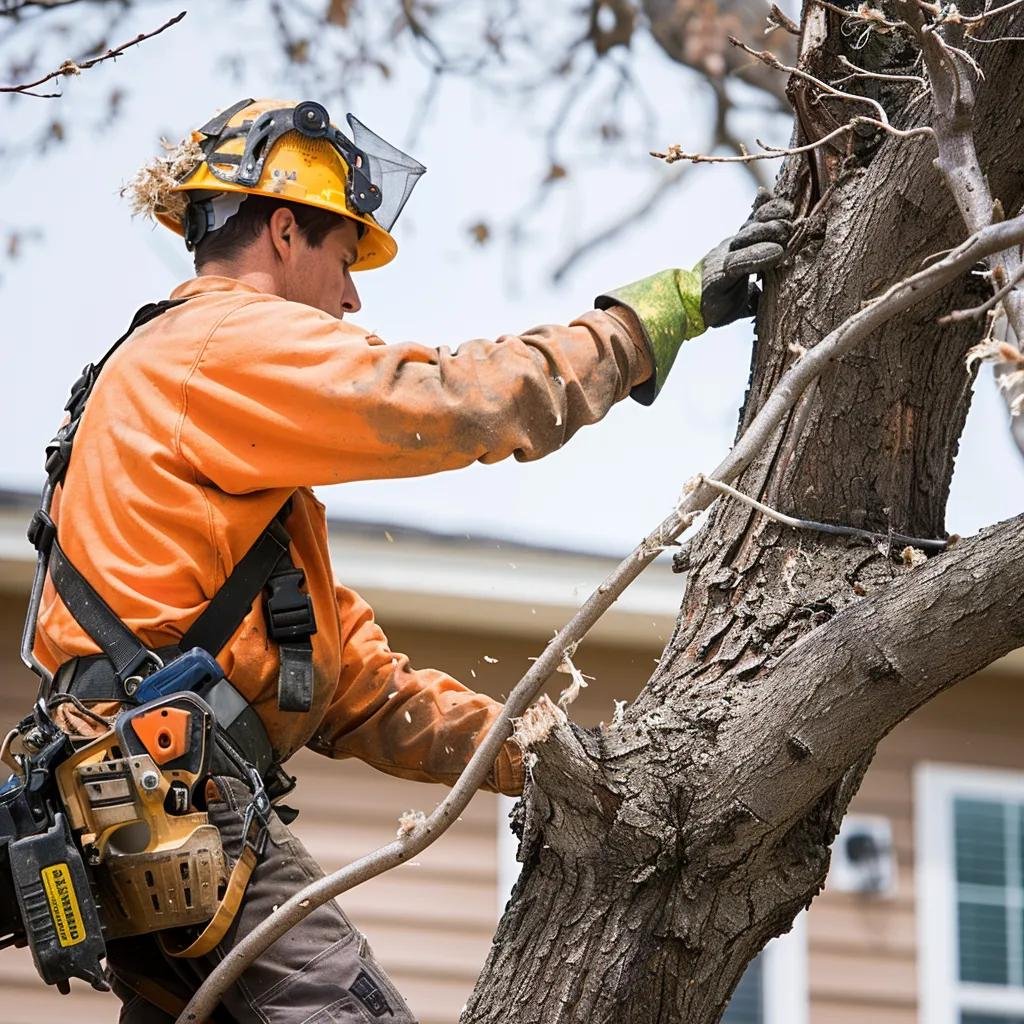 Certified arborist performing professional tree removal to enhance landscape health